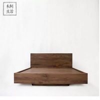 木制生活现代简约悬浮设计实木橡木黑胡桃双人床气撑抽屉床储物床
