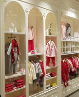 新款童装展柜展示柜 母婴店货架展示柜儿童服装陈列柜木质烤漆柜