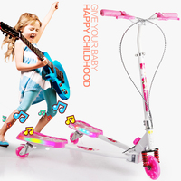 3岁6岁14岁儿童可升降折叠三轮闪光蛙式滑板车踏板车摇摆剪刀童车