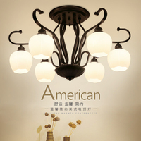 简约客厅铁艺吸顶灯具欧式美式乡村餐厅卧室田园创意艺术玻璃吊灯