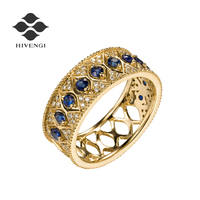 HIVENGI/海梵纪斯里兰卡皇家蓝蓝宝石戒指 18K黄金镶嵌蓝宝石钻石