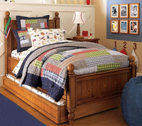 儿童床实木美式儿童家具床男孩女孩实木儿童床儿童单人床1.2m定制