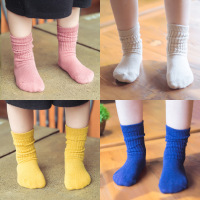 韩国儿童糖果色袜子男童女童堆堆袜宝宝中筒袜纯棉秋冬1-3-4-6岁7