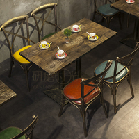 复古咖啡厅桌椅 铁艺酒楼饭店桌子椅子 西餐厅甜品店酒吧桌椅组合