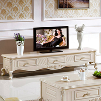 欧式电视柜茶几组合客厅组装小户型地柜实木大理石白雕花领储物