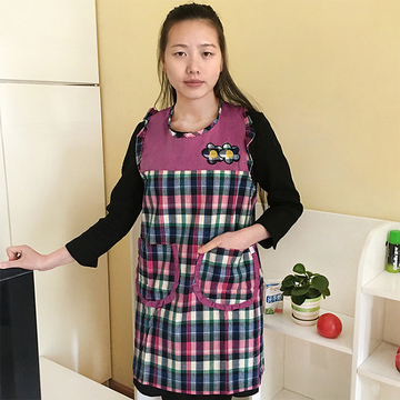 特价包邮时尚格子韩版围裙 无袖罩衣反穿衣厨房家居服防污防油