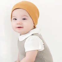 婴儿套头帽子棉线春秋冬针织儿童帽子竖纹糖果色宝宝帽子1-5岁