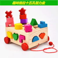 宝宝儿童益智木质玩具十五孔智力盒幼儿早教形状配对积木1-2-3岁