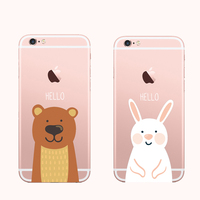 情侣款兔子熊苹果6s手机壳 iPhone6plus超薄透明保护套软壳包邮