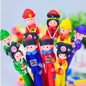 韩国创意软陶笔圆珠笔可爱儿童学习文具批发学生奖品礼品原子油笔