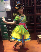 快乐阳光女童独唱 醒来的泸沽湖表演服装 少数民族摩梭族演出服饰